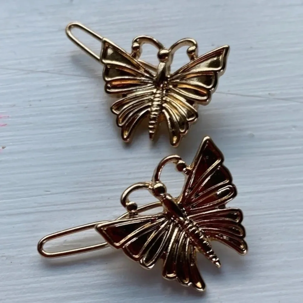 Anthropologie Gold Mini Hair Clips